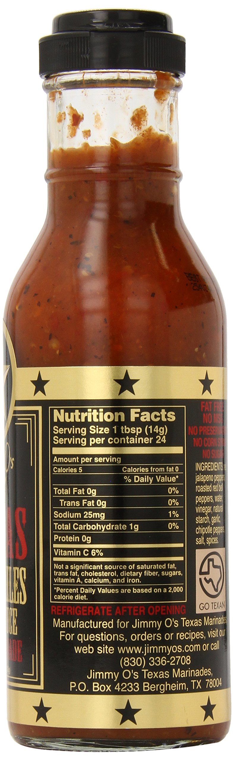Jimmy O's Texas Tres Chiles Hot Sauce and Marinade - 12oz Bottle | Spicy Flavor Enhancer for Tacos, Wings, BBQ & Grilling | Authentic Texas Style Hot Sauce