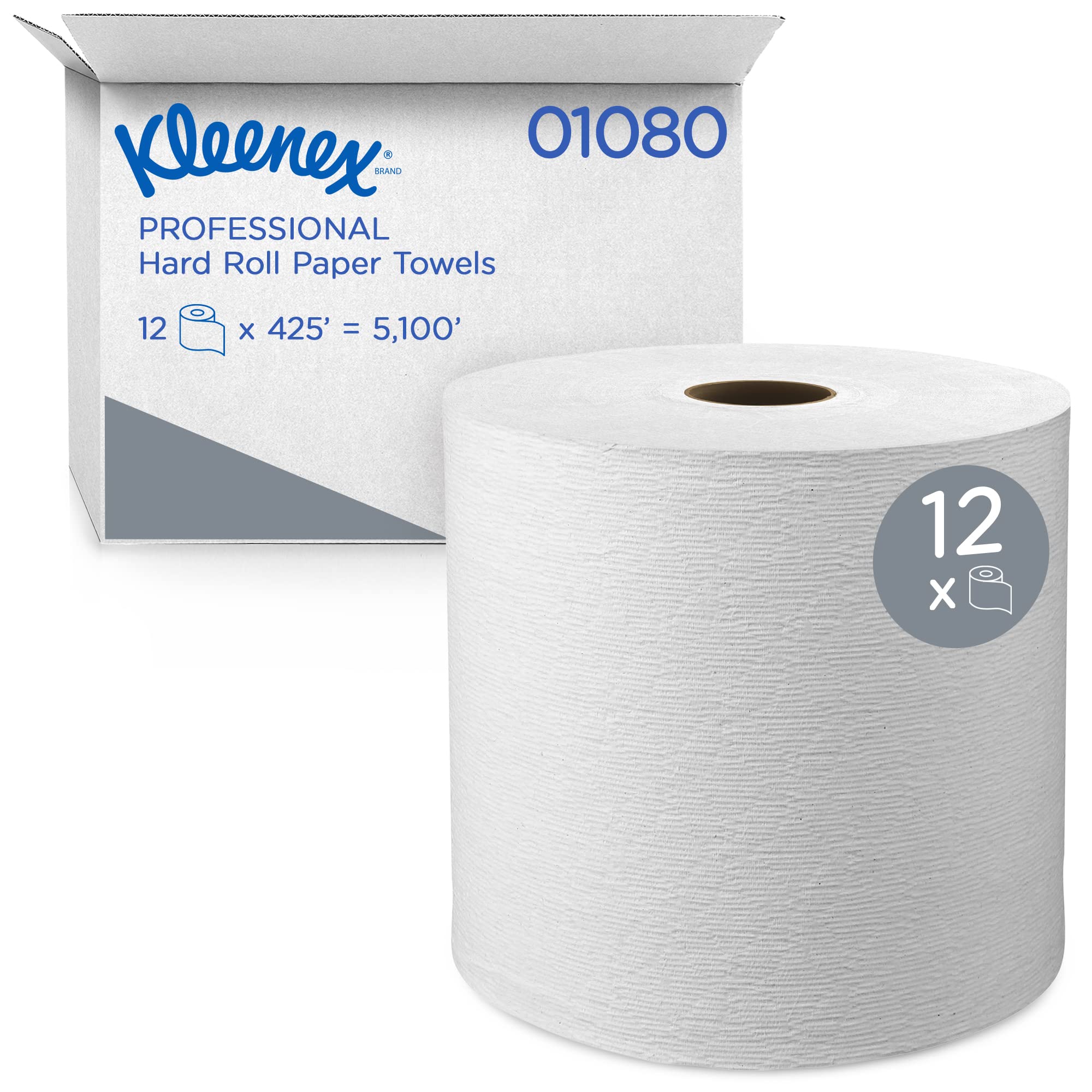 Kleenex Hard Roll Paper Towels (01080) - Premium Absorbency, 1.5