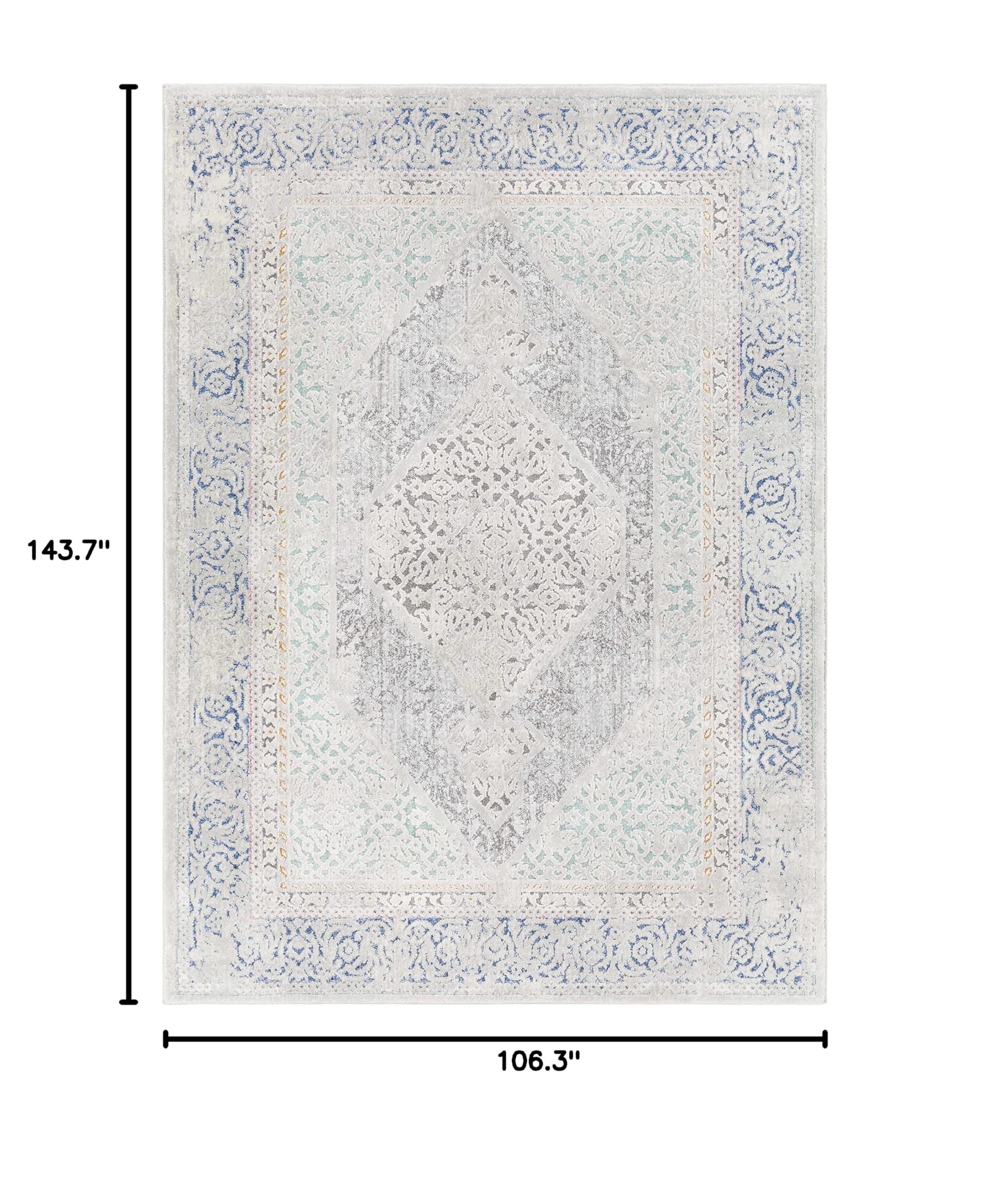Premium Hauteloom Laplace Traditional Area Rug - Blue, Sage, Mustard - 8'10