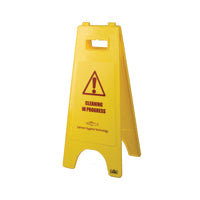2-Sided Yellow Folding Floor Sign - Double-Sided A-Frame Sign for Outdoor & Indoor Use - Perfect for Retail Stores, Restaurants, and Events (1 Pack)