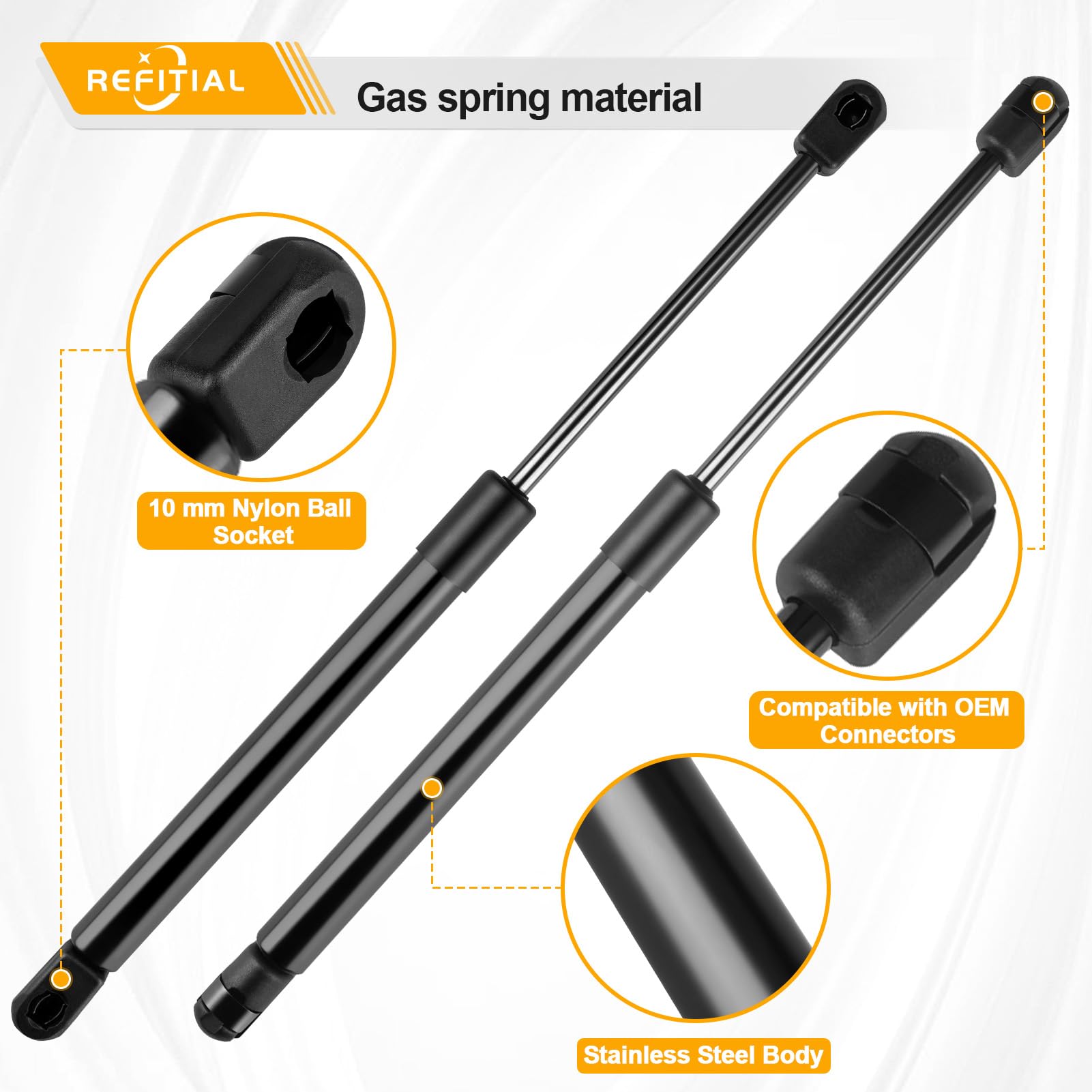 14 Inch 24 Lbs Gas Spring Lift Support - 2 Pack for Truck Camper Shell, Topper & Tool Box (C16-06389) | Heavy-Duty Gas Shocks Struts for Smooth Window Operation & Secure Storage Access