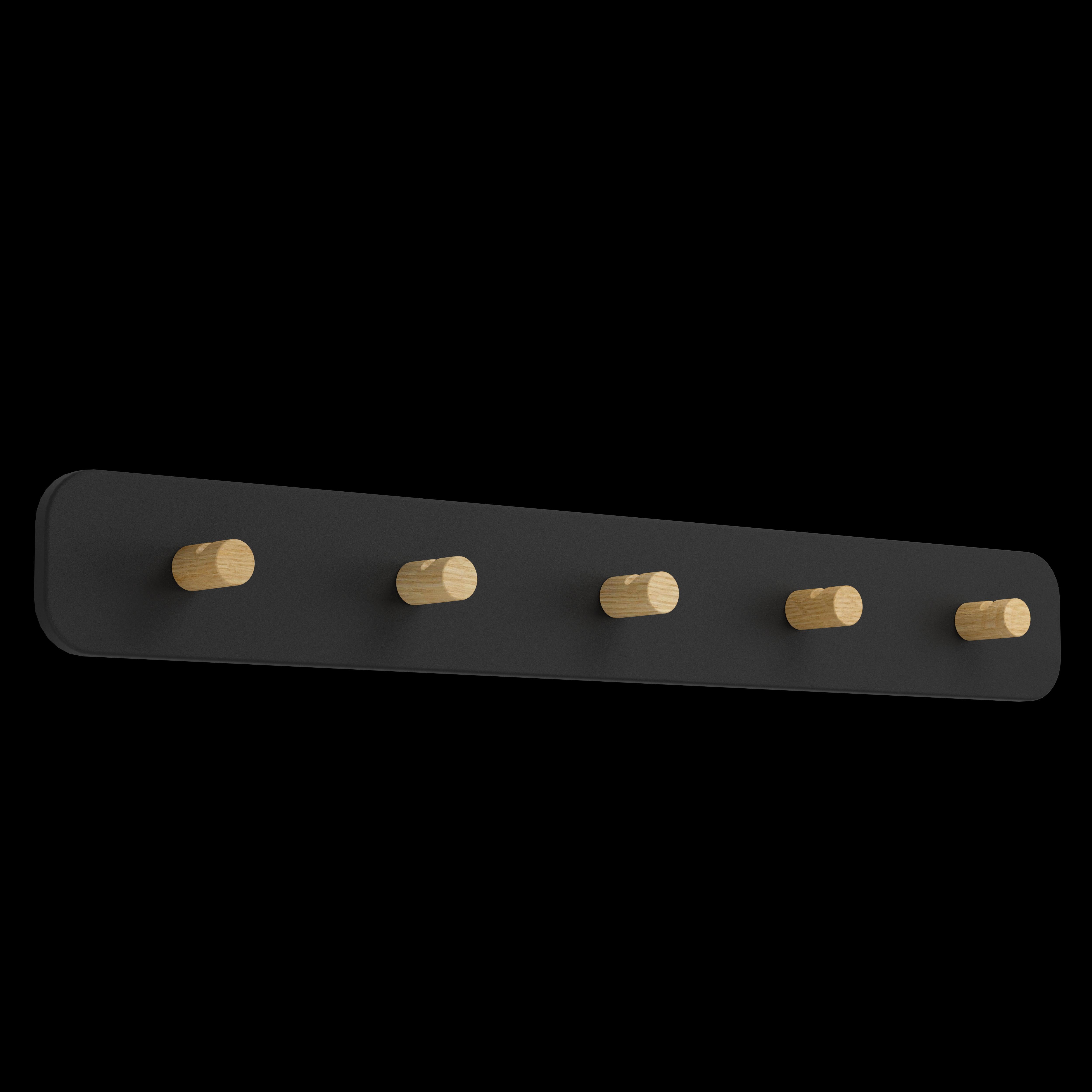 Eglo Civitate Black & Wooden 5 Coat Hook Wall Light - Modern Entryway Lighting for Hats, Coats & Keys - Perfect for Hallway, Mudroom or Bedroom Decor