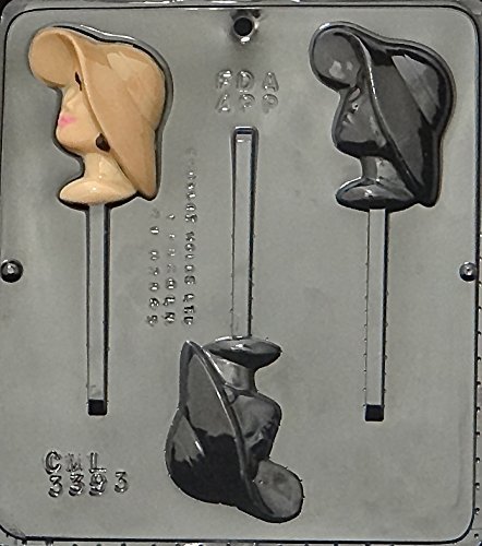 Girl with Hat Lollipop Chocolate Candy Mold 3393 - Silicone Baking Mold for DIY Candy, Chocolate, Soap Making - Perfect for Birthday Parties, Baby Showers & Holiday Treats