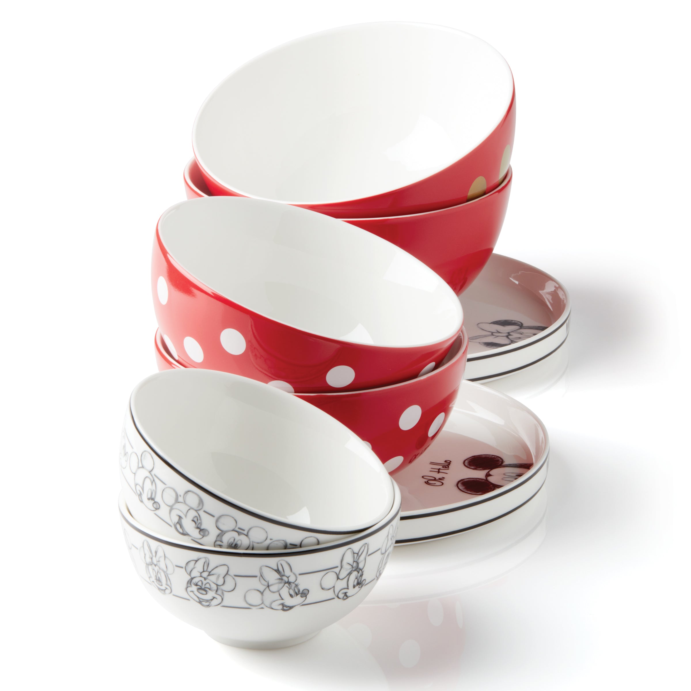 Disney 8-Piece Nesting Dinnerware Set for Kids - Mickey Mouse & Friends Design - BPA-Free Plastic Plates & Bowls - Perfect for Family Meals, Picnics, and Birthday Parties
