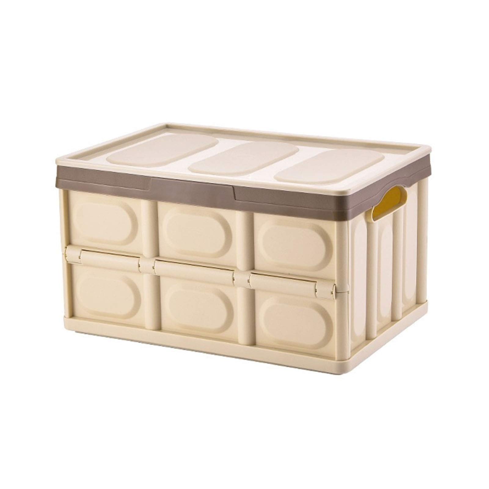 Collapsible Storage Bins Plastic - Stackable Foldable Storage Boxes with Lids for Clothes, Toys, Books & Groceries | 55L Large Capacity | Space Saving Home Organization | Coffee Color | Perfect for Closet, Garage, Office & Kids Room Storage