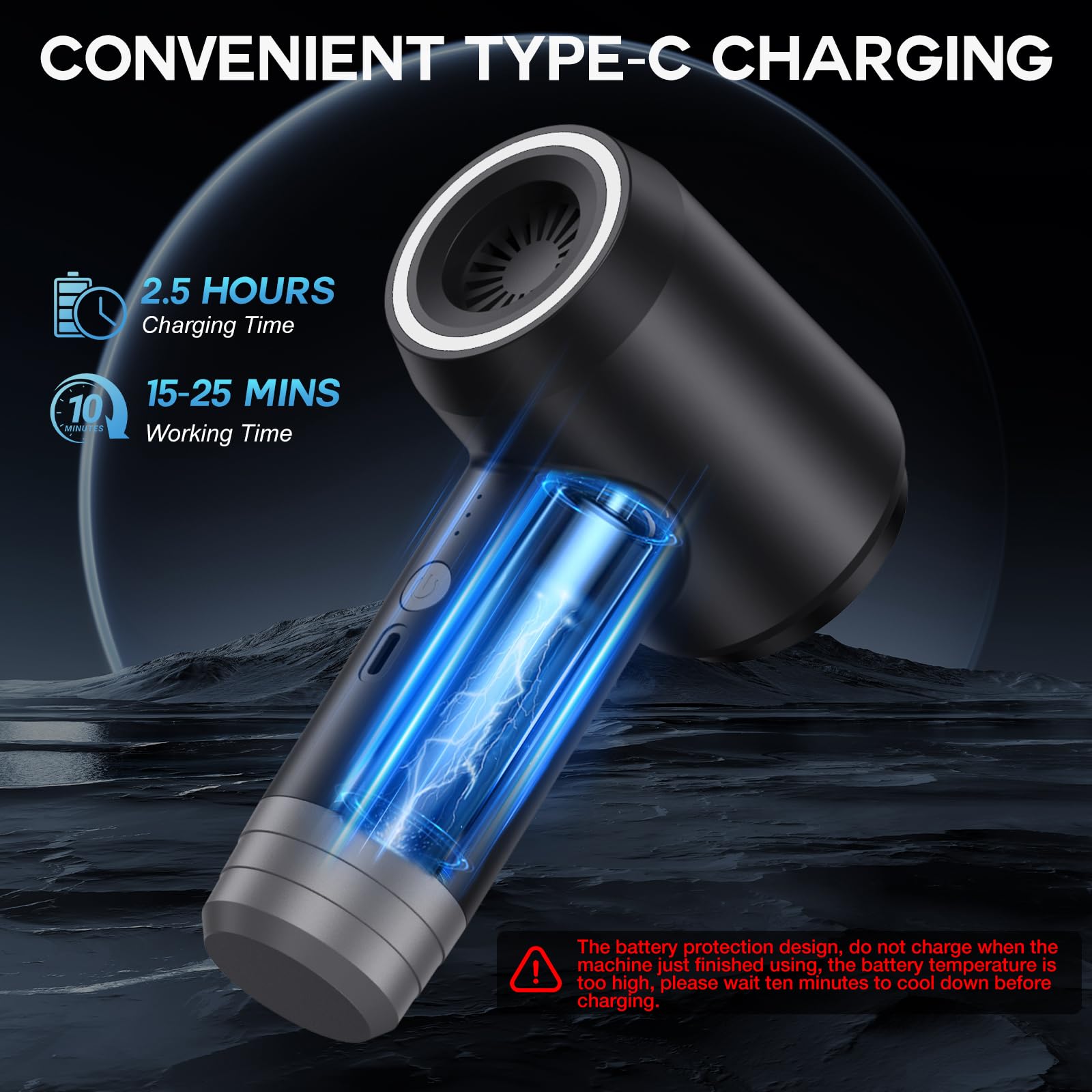 18KPA Cordless Car Vacuum Cleaner - 6-in-1 Air Duster & Safety Tool for Home/Office/Car Use