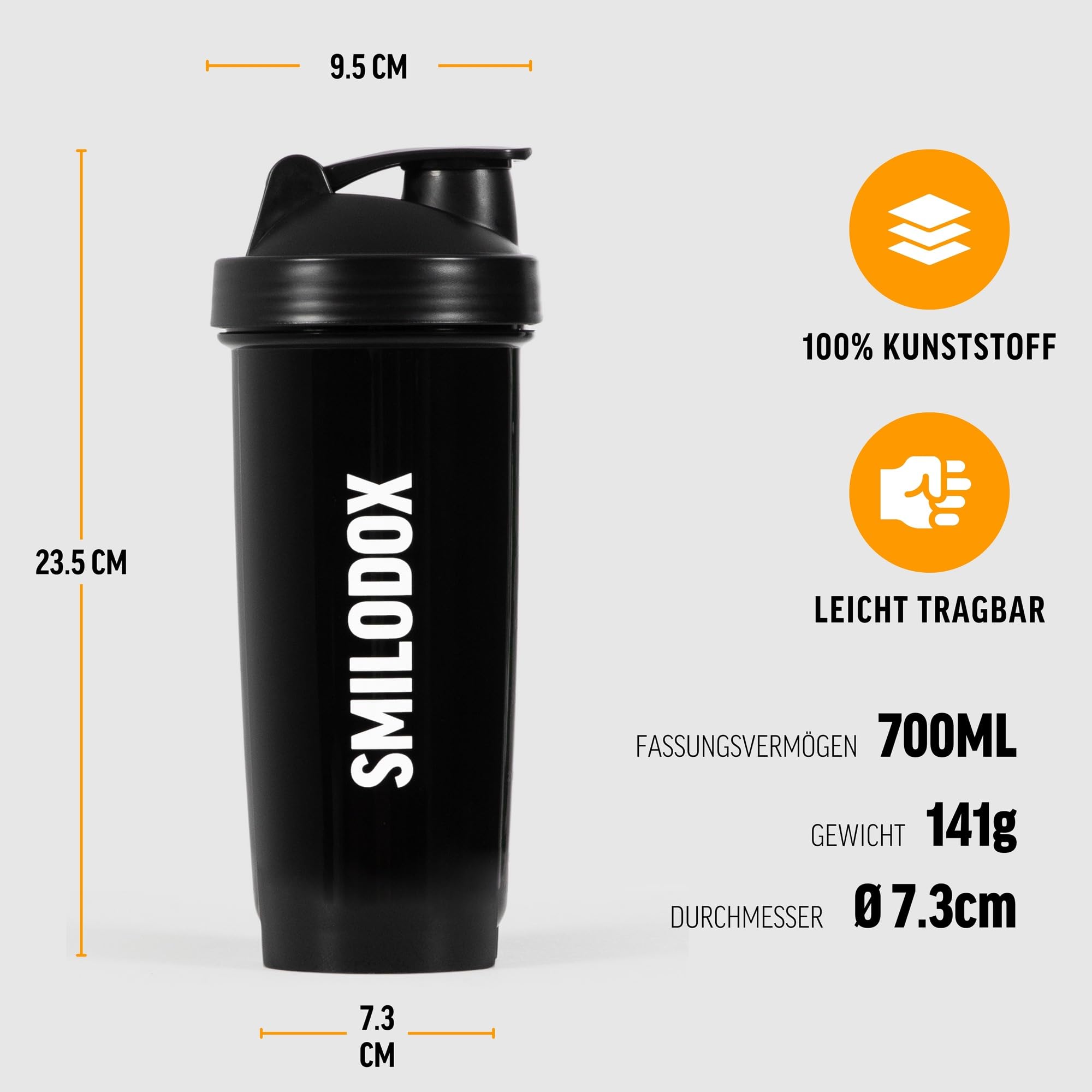 Premium SMILODOX 700ml BPA-Free Protein Shaker Bottle with Stainless Steel Ball - No Clumps, Smooth Mixing for Protein Powder & Supplements - Ideal for Gym, Workouts & Post-Exercise Recovery