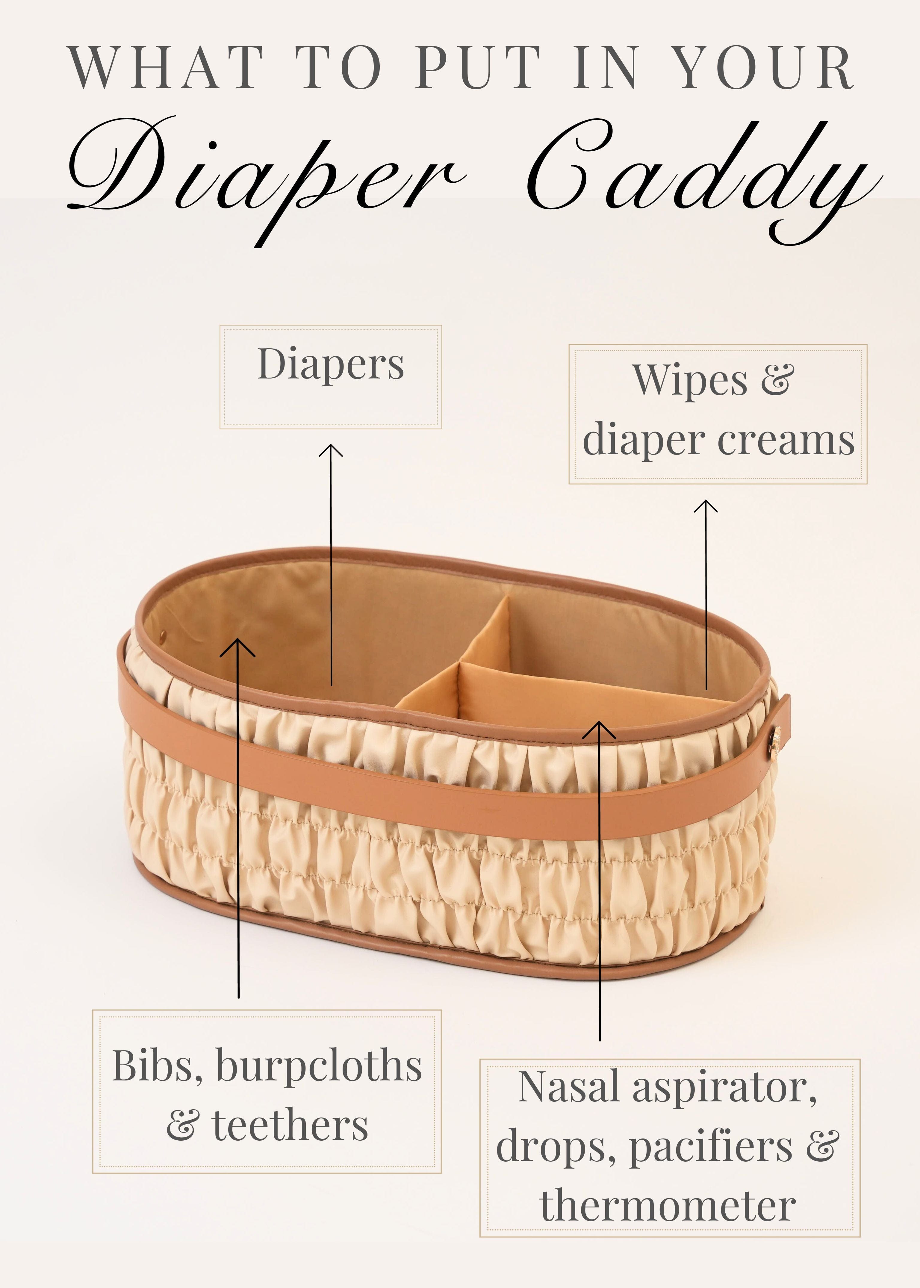 Premium Dune Diaper Caddy Organizer - Ecru Baby Essentials Storage for Nursery, Bedroom & Travel | Perfect for Diapers, Wipes & Baby Care Items