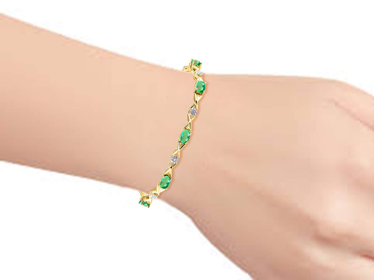RYLOS Women's Yellow Gold Plated XOXO Hugs & Kisses Tennis Bracelet with Gemstones & Genuine Diamonds - Adjustable 7