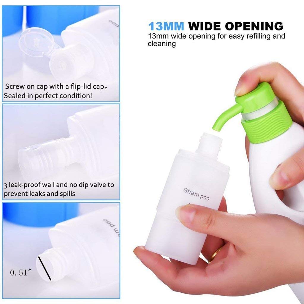 HETANSH ICON 3-in-1 Leak Proof Travel Bottles Set - Refillable Plastic Dispenser for Cosmetic, Shampoo, Lotion & Body Wash (2 Pack, Multi Color) - Perfect for Air Travel, Gym & Vacation Toiletries