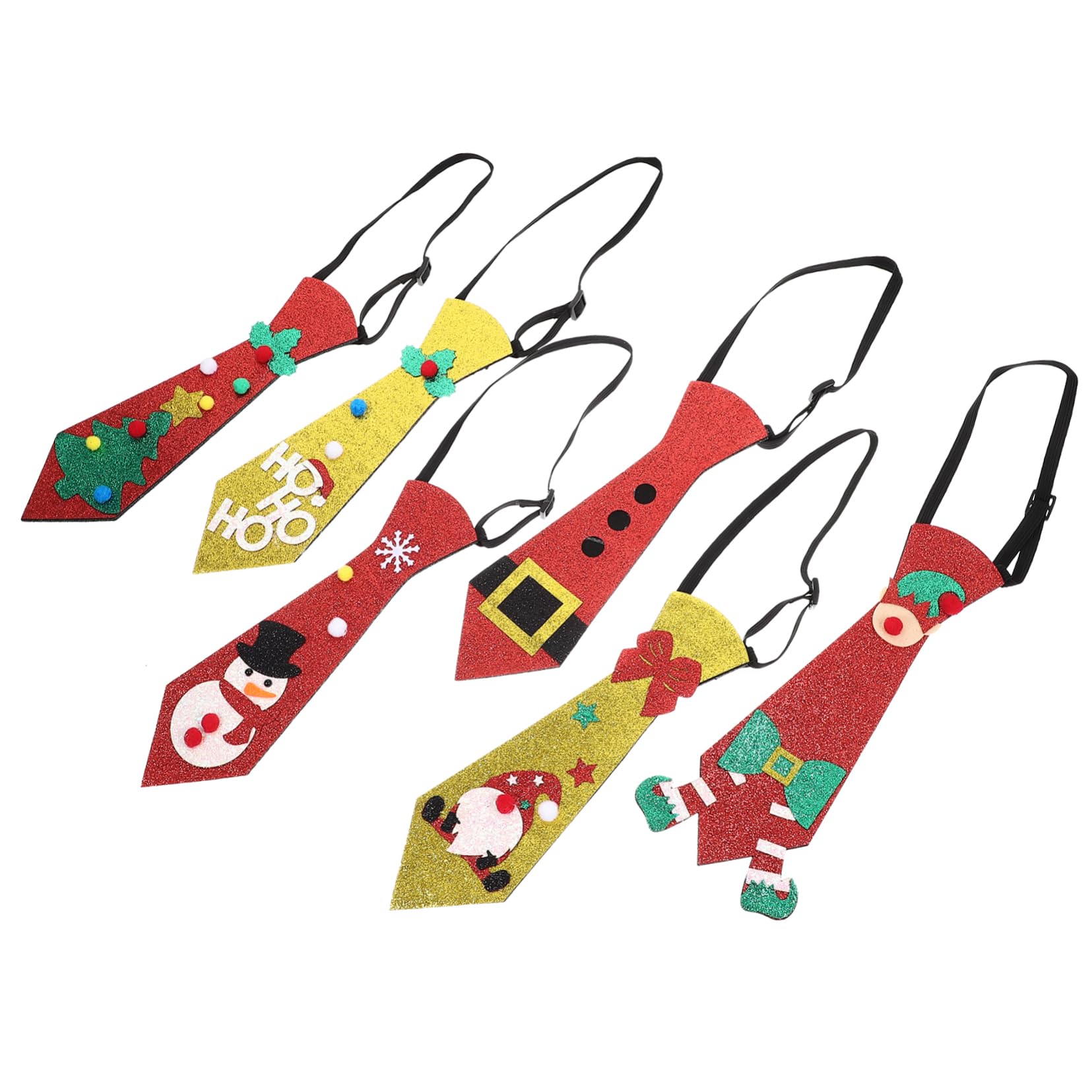 TOYANDONA 6-Piece Christmas Tie Decorations Set - Festive Kids Necktie Ornaments for Xmas Party, Tree Decor & Holiday Apparel - Perfect for Christmas Celebrations, School Plays & Family Gatherings