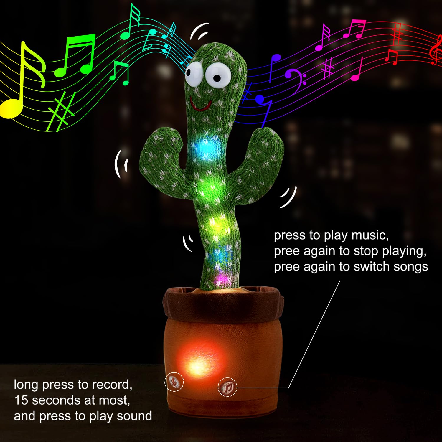 Interactive Talking Cactus Toy - Repeats & Sings with Dancing Motion - Fun Educational Plush Gift for Boys, Girls & Kids | Perfect for Birthday Presents, Learning Playtime & Nursery Decor
