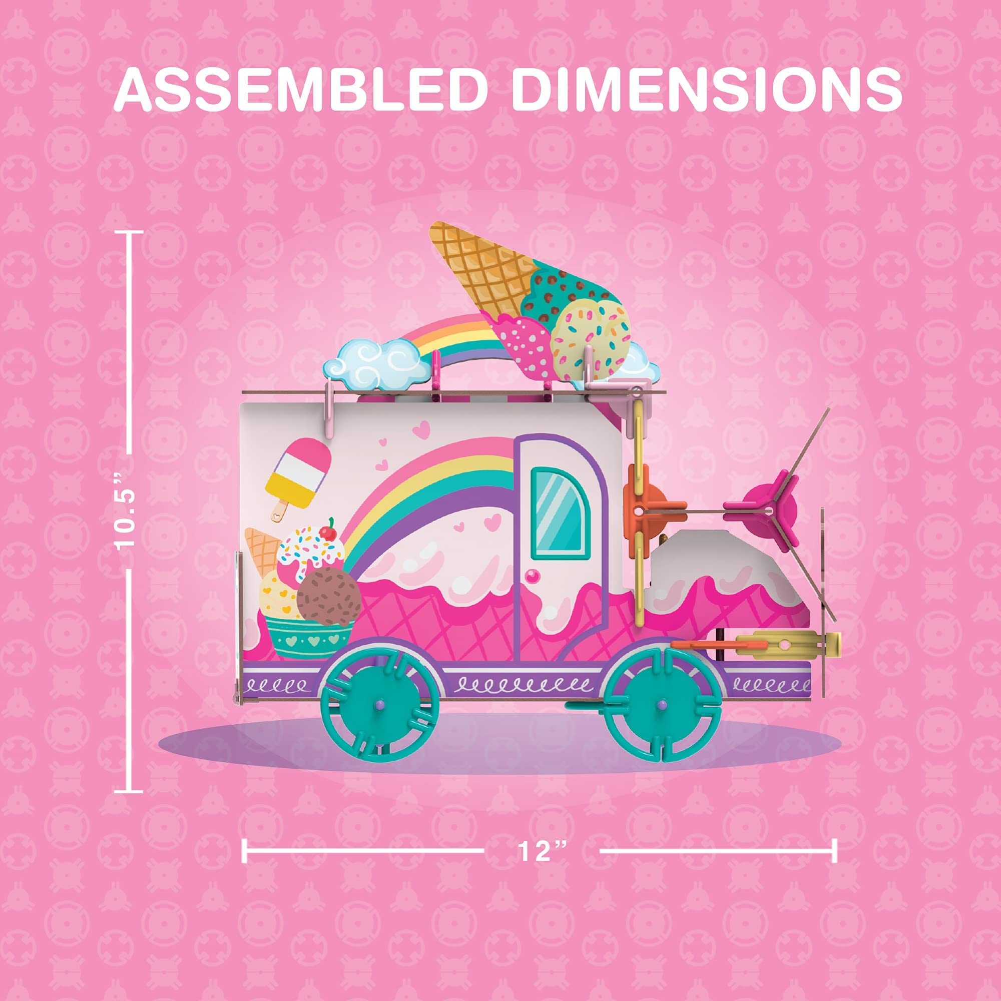 Unicorn Ice Cream Truck Toy - DIY Magical Animals Play Set for Kids Ages 6+, STEM Learning 3D Puzzle Building Kit | Perfect for Birthday Gifts & Creative Playtime