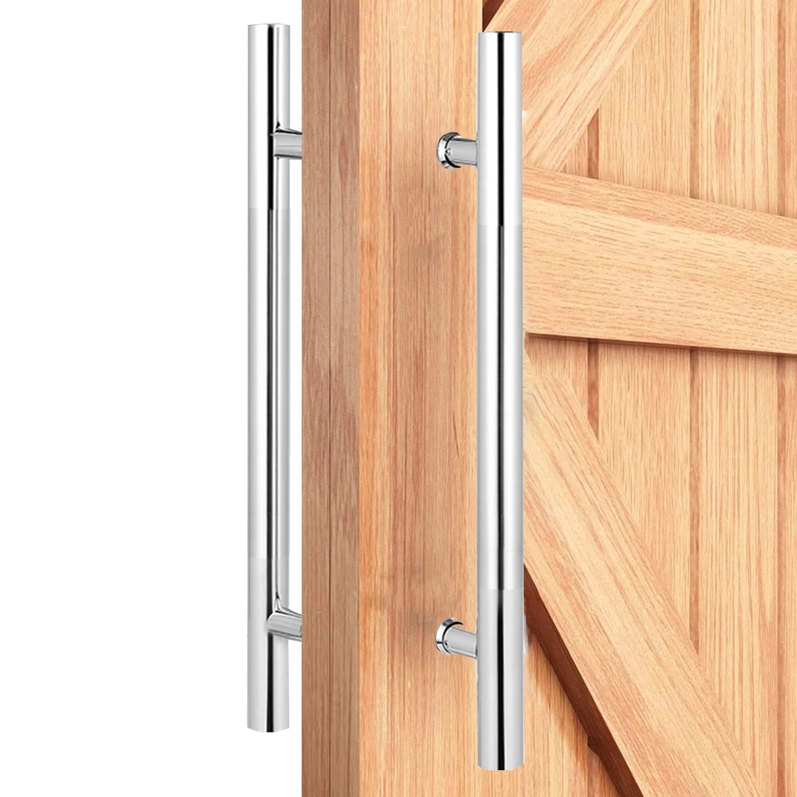 YYSS Stainless Steel Sliding Barn Door Handle Set - 60in to 110cm Adjustable Push Pull Bar for Glass, Wood & Metal Doors (Silver) - Perfect for Modern Farmhouse, Loft & Office Spaces