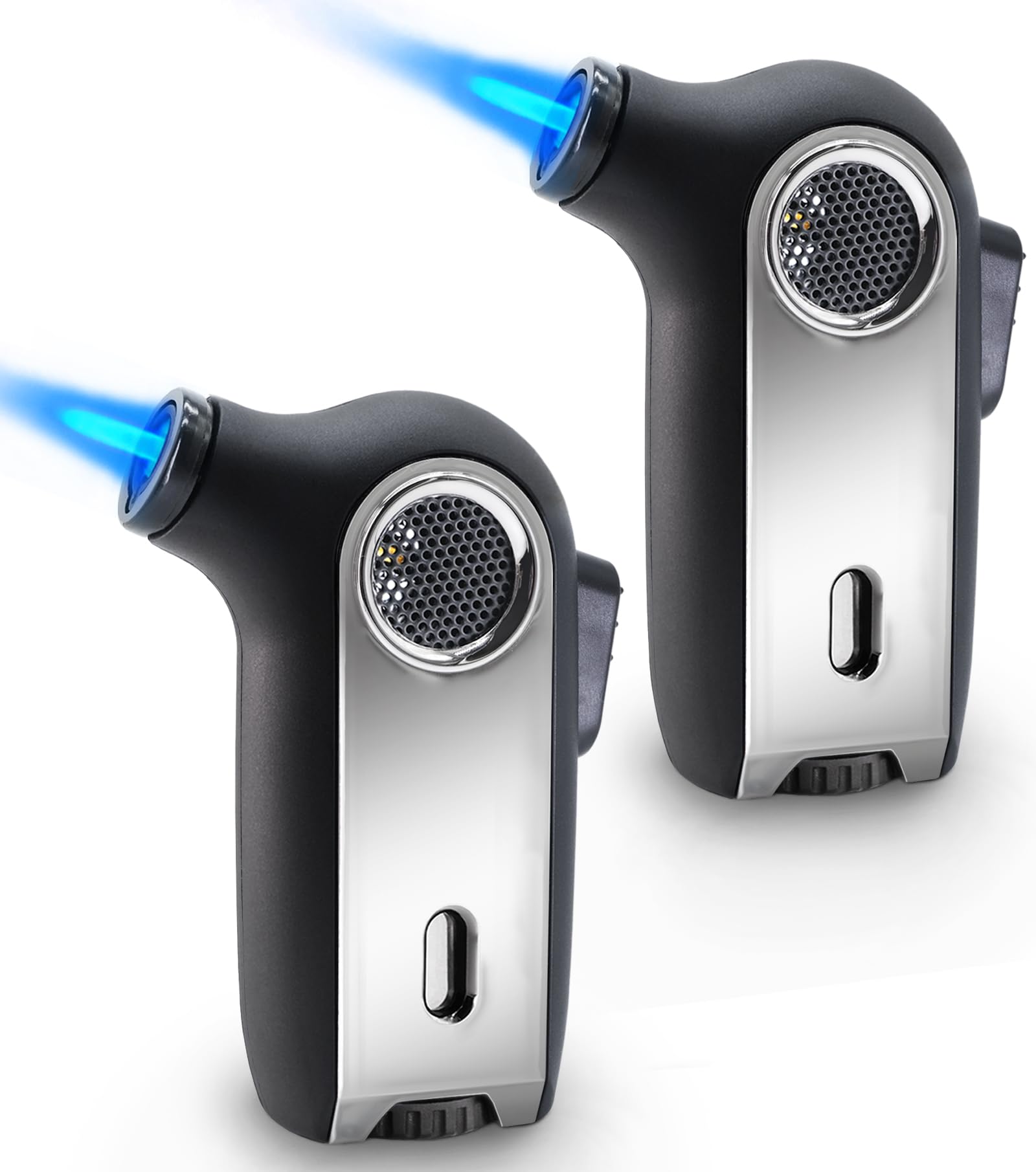 Urgrette 2 Pack Refillable Butane Torch Lighters - Windproof Single Jet Flame Adjustable Pocket Lighter for Men & Women | Perfect for Camping, BBQ, Grilling, Candle Lighting & Outdoor Activities (Fuel Not Included)