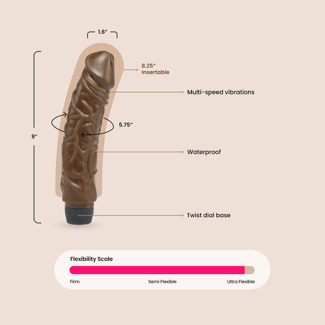 Clasix Jelly Chocolate Dream Big Vein Vibrator - Multi-Speed Waterproof G-Spot Massager for Women, Perfect for Couples Play & Solo Pleasure