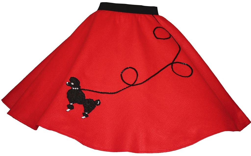 Black Felt Poodle Skirt for Girls - 1950s Style Dance Costume