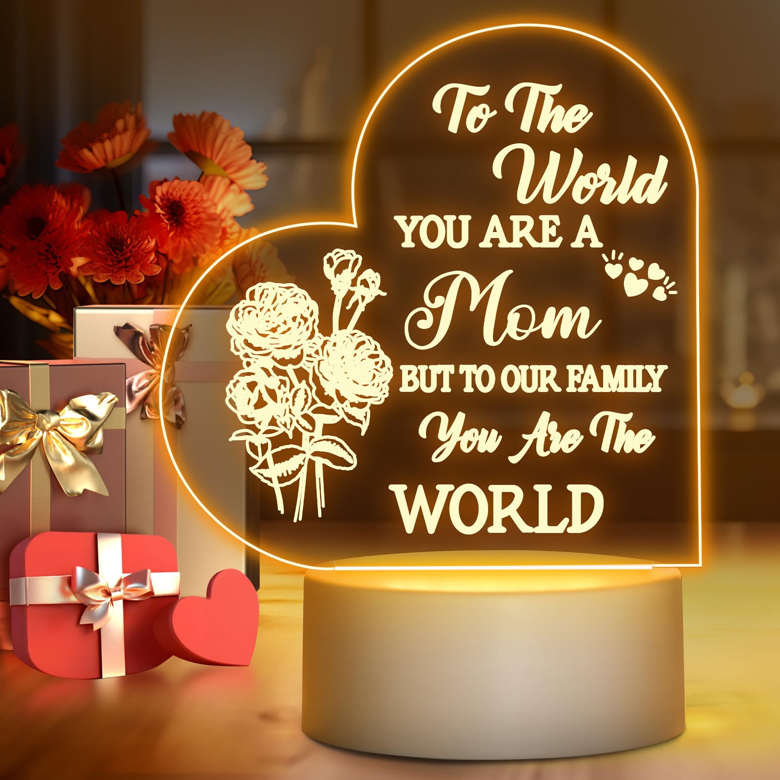 Winzwon Personalized Mother's Day Gifts - Custom Night Light for Mom, Grandma, Wife, Daughter, Son, Mother-in-Law & New Moms - Acrylic Room Decoration for Nursery, Bedroom & Living Room