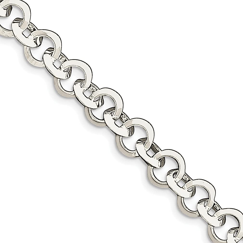 925 Sterling Silver 7.5 Inch Circular Link Bracelet Chain - Elegant Charm Bracelet for Women | Perfect Gift for Her | Ideal for Parties, Weddings & Everyday Wear