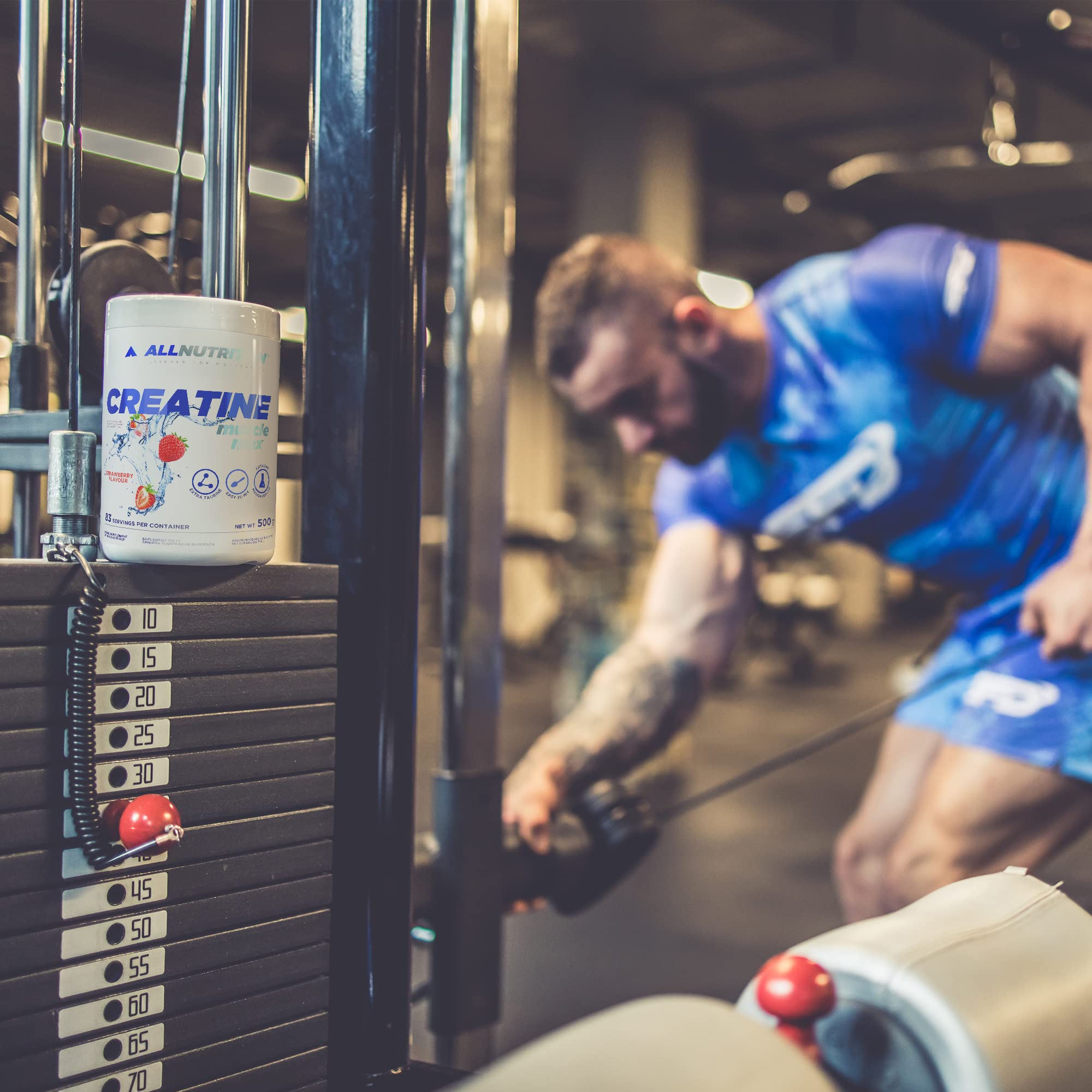 ALLNUTRITION Creatine Monohydrate Powder 500g - Muscle Building & Performance Supplement with Taurine - Sugar Free, Strawberry Flavor for Athletes & Gym Enthusiasts - Pre/Post Workout Recovery & Strength Training Support