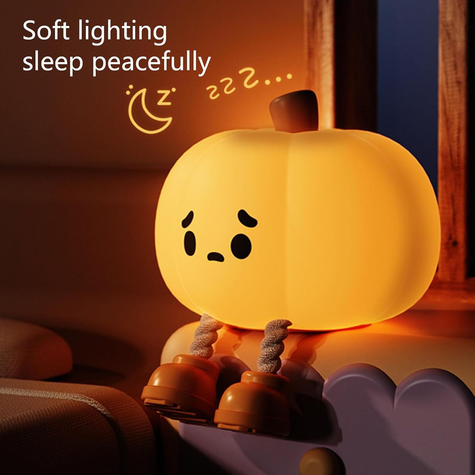 Pumpkin Buddy LED Night Light - Cute Silicone Halloween Decor for Kids, Bedroom, Nursery & Party | Dimmable, Safe & Portable Pumpkin Light for Fall, Thanksgiving & Home Decor