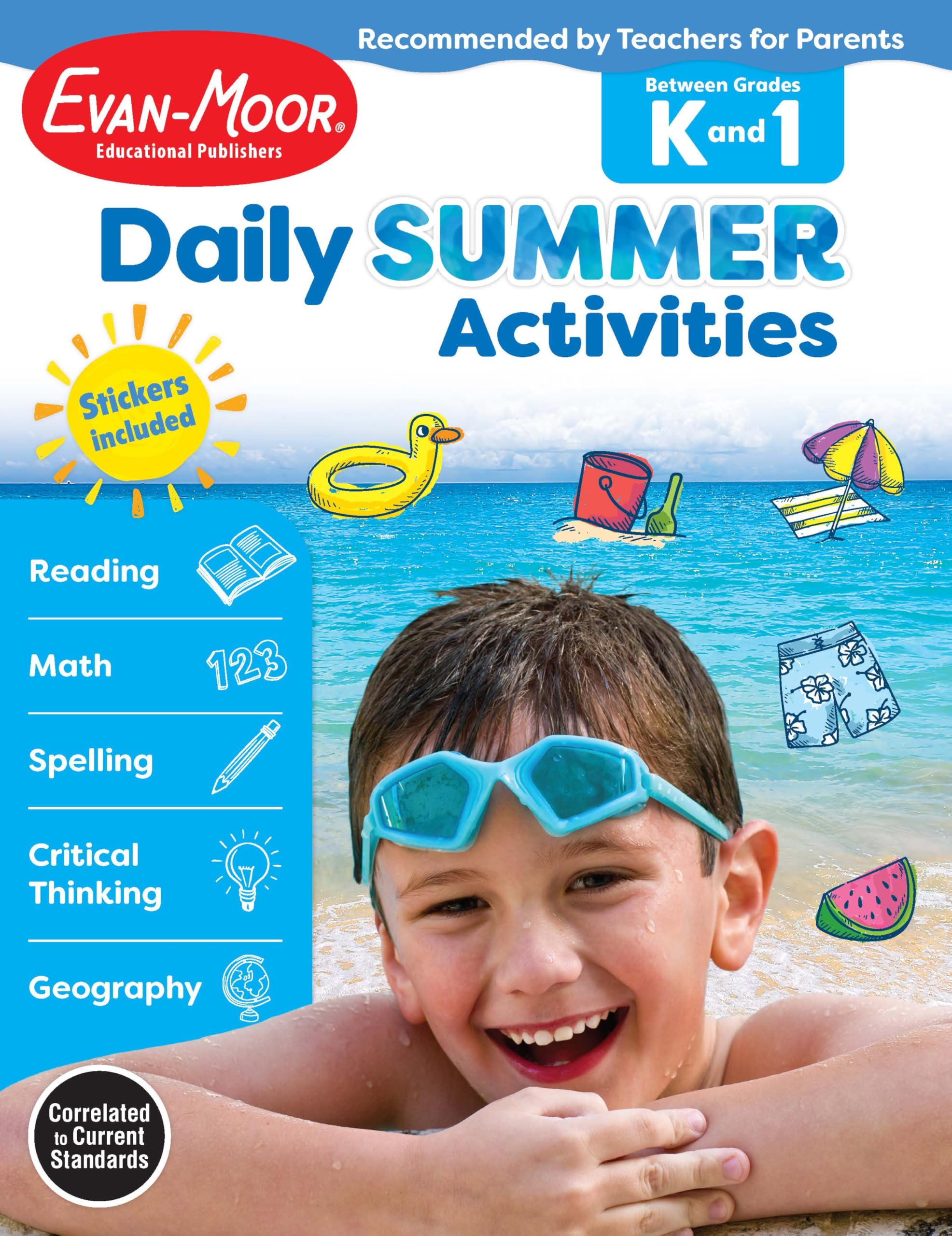 Evan-Moor K-1 Summer Workbook - Reading, Math, Phonics for Kids | Prevent Learning Loss