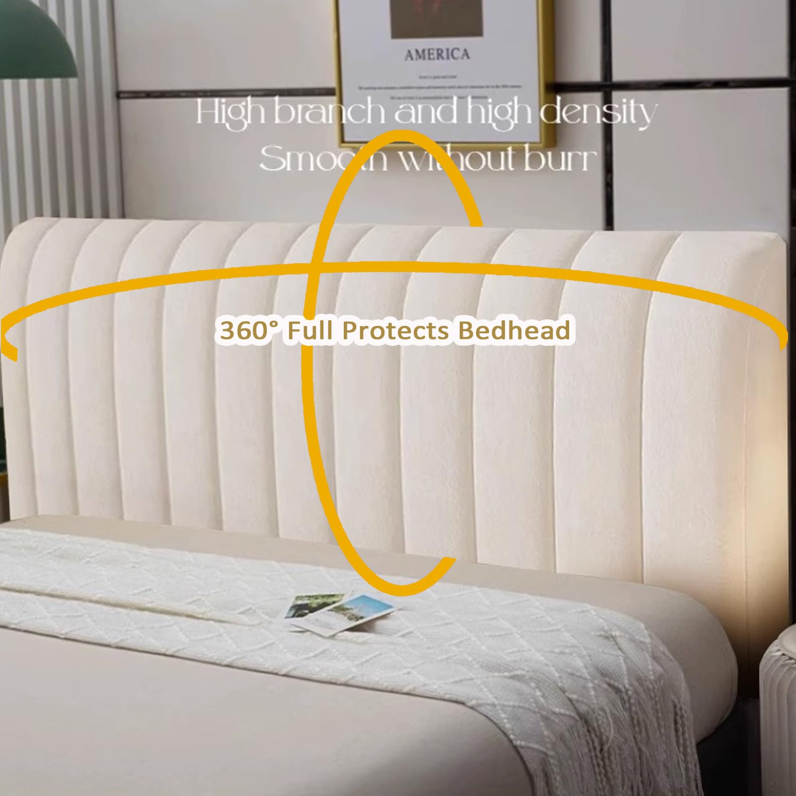 Velvet Bed Headboard Slipcover - Stretchy Removable Headboard Cover for Queen/Full/Twin/Cal King Beds | Thick Dustproof Fabric Protection | Perfect for Bedroom Makeover, Guest Rooms & Dorm Decor