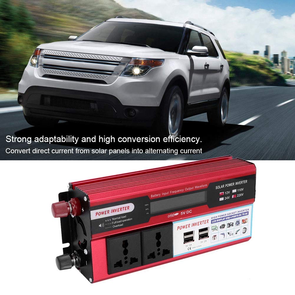 5000W Solar Power Inverter DC 12V/24V to AC with Digital Display & 4 USB Ports - Car Cigarette Lighter Battery Converter for Vehicles, RV, Truck | Perfect for Road Trips, Camping & Emergency Power Backup