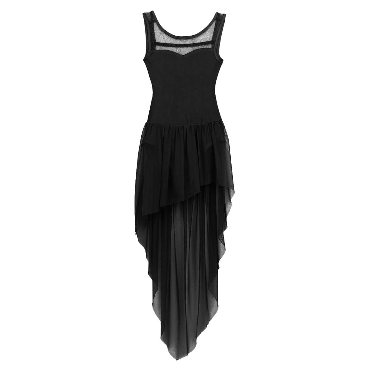 Girls Mesh Splice Lyrical Ballet Dance Dress - Sleeveless Gymnastic Leotard with Skirt for Contemporary & Modern Dance Performance (Ideal for Recitals, Competitions & Dance Classes)