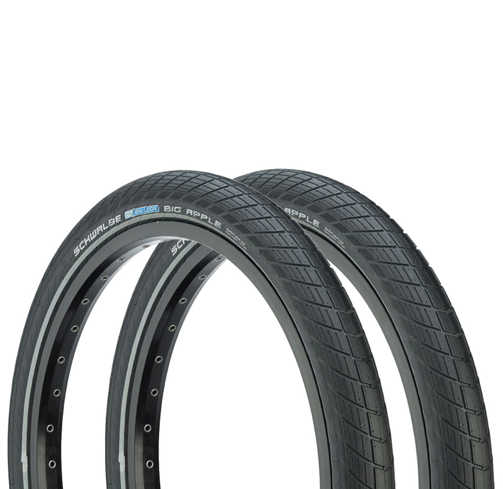 2 Pack Schwalbe Big Apple Tires 26 x 2.15 Clincher Wire Bead Black KGuard SBC 11100426.01 - Premium Bicycle Tires for Commuting, Urban Riding & Comfort Cycling