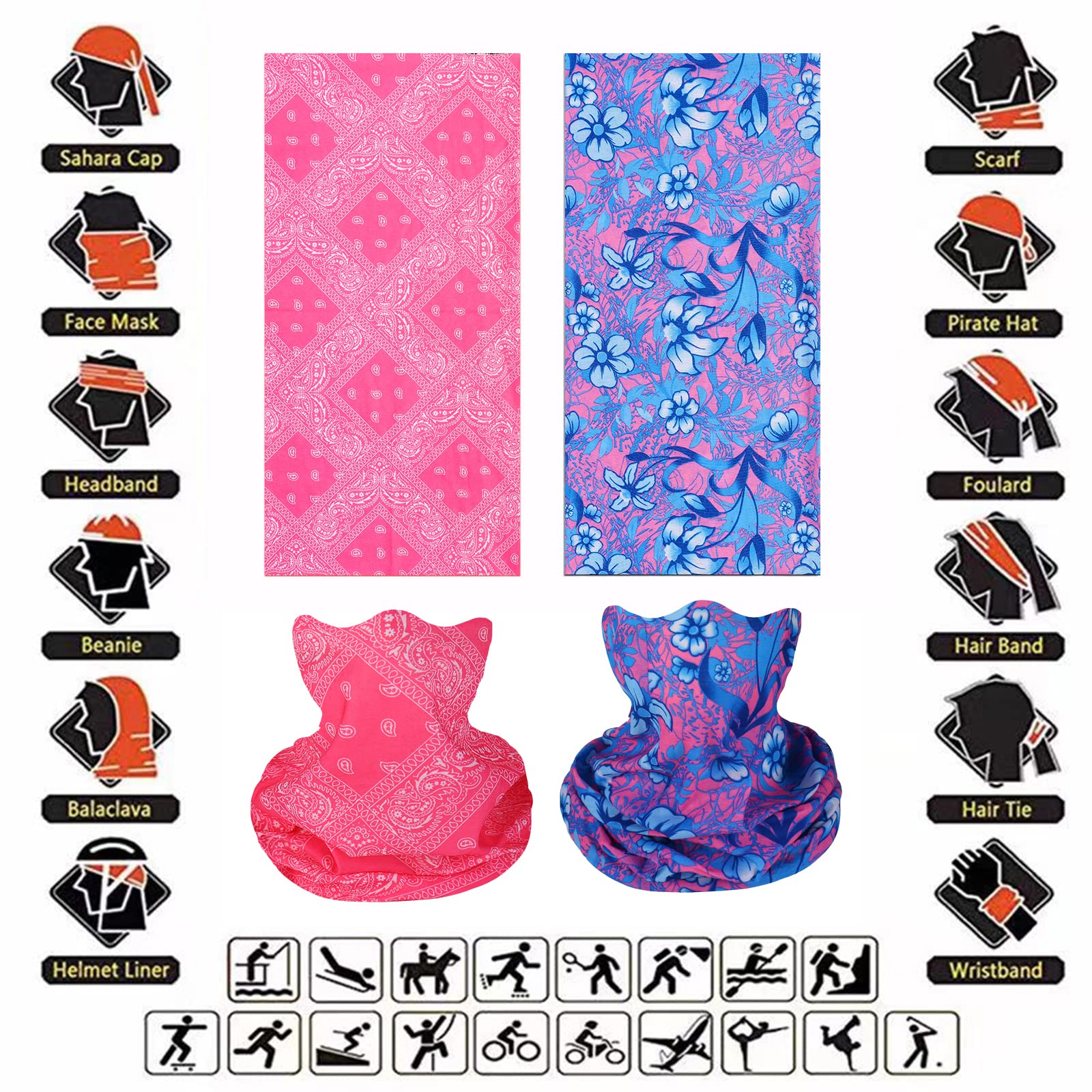 Gator Face Mask Neck Gaiter - Outdoor Multi-Use Bandana for Hiking & Sports