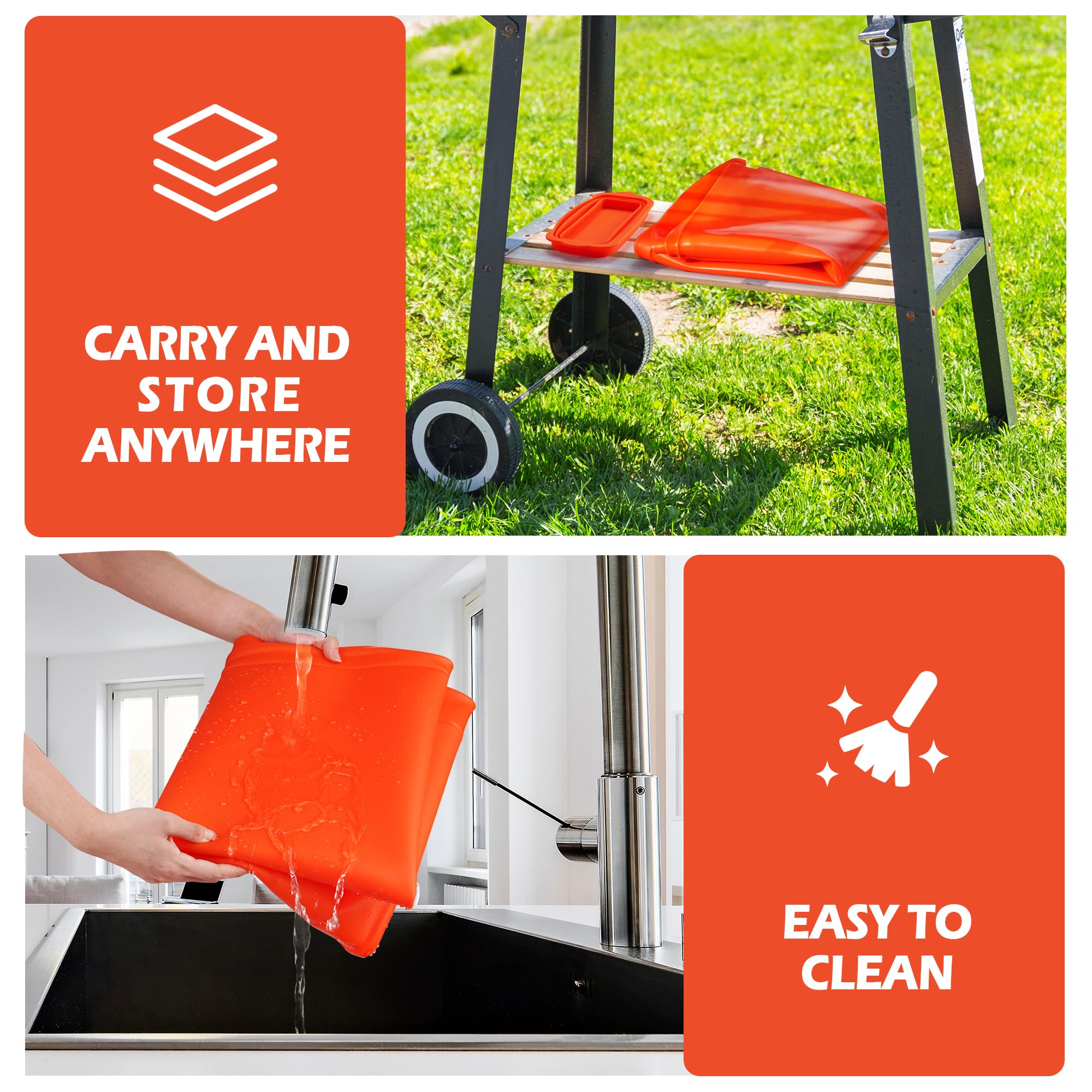 Upgraded Blackstone Griddle Cleaning Kit - 36 Inch Silicone Griddle Mat, Oil Cup Liner, Heat-Resistant Spatula Mat with Hanger, Scraper, Cleaning Brick & Scouring Pads - Perfect for Outdoor Cooking, Camping & Backyard BBQs