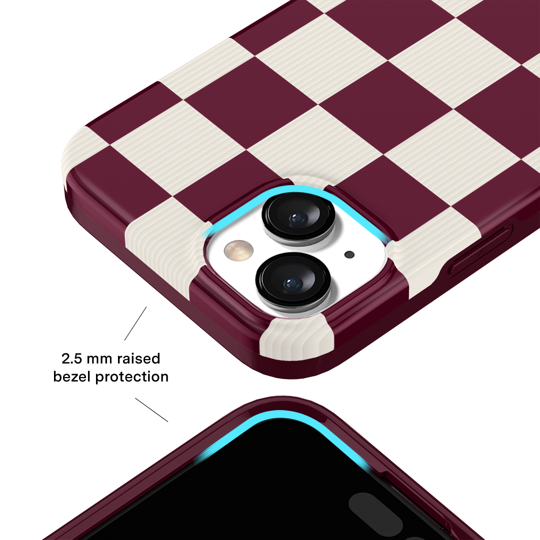 Stylish Burgundy iPhone Case with Vibe Check Design - Perfect for Everyday Protection & Trendy Aesthetic