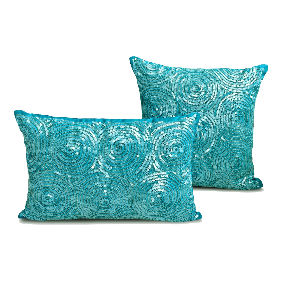 Elegant Aqua Blue Silk Lumbar Pillow Cover - Luxury Home Decor for Sofa, Bed & Office - Perfect for Living Room, Bedroom & Interior Design