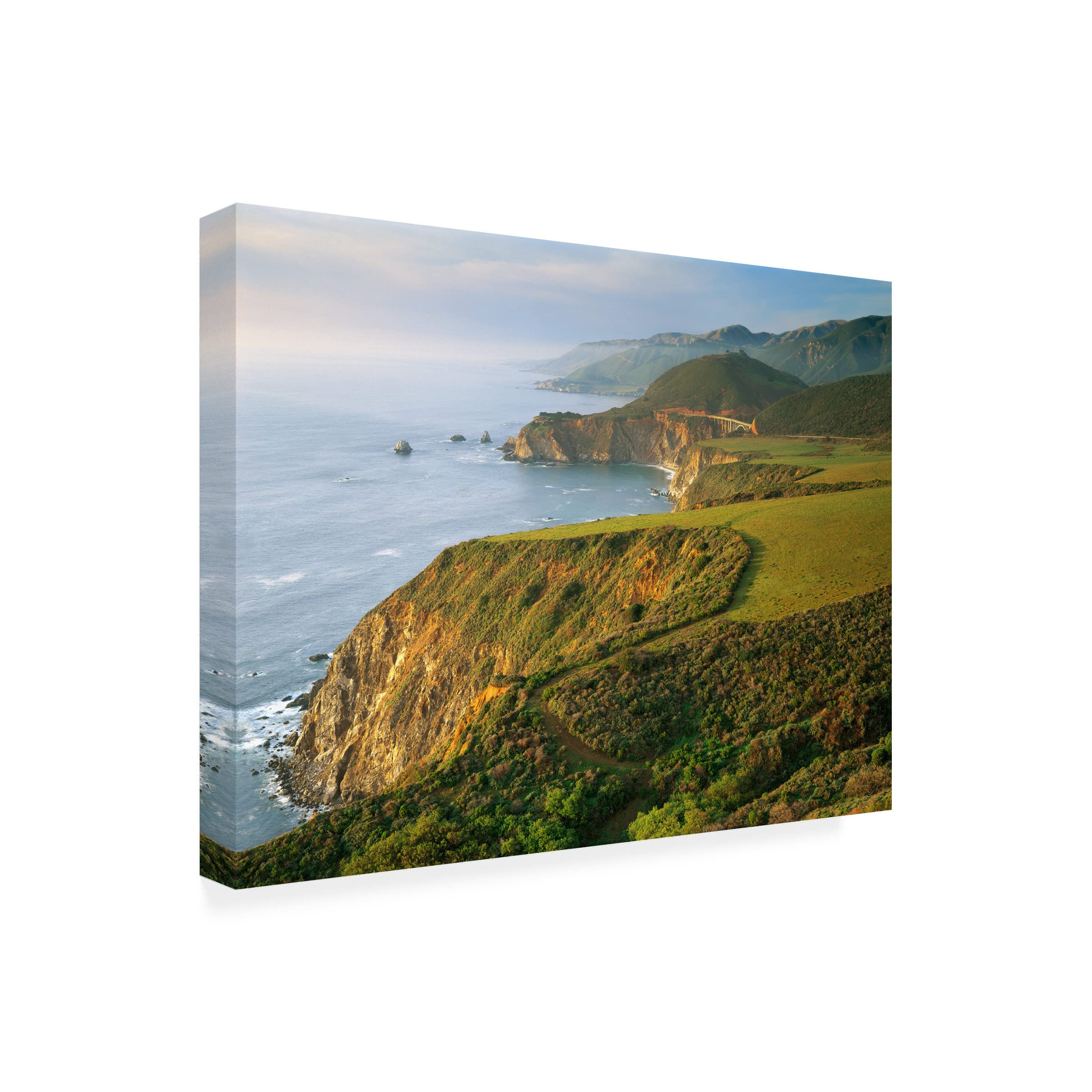 Trademark Fine Art 'Bixby Bridge' Canvas Wall Art by John Gavrilis - Stunning Landscape Painting for Living Room, Office & Home Decor