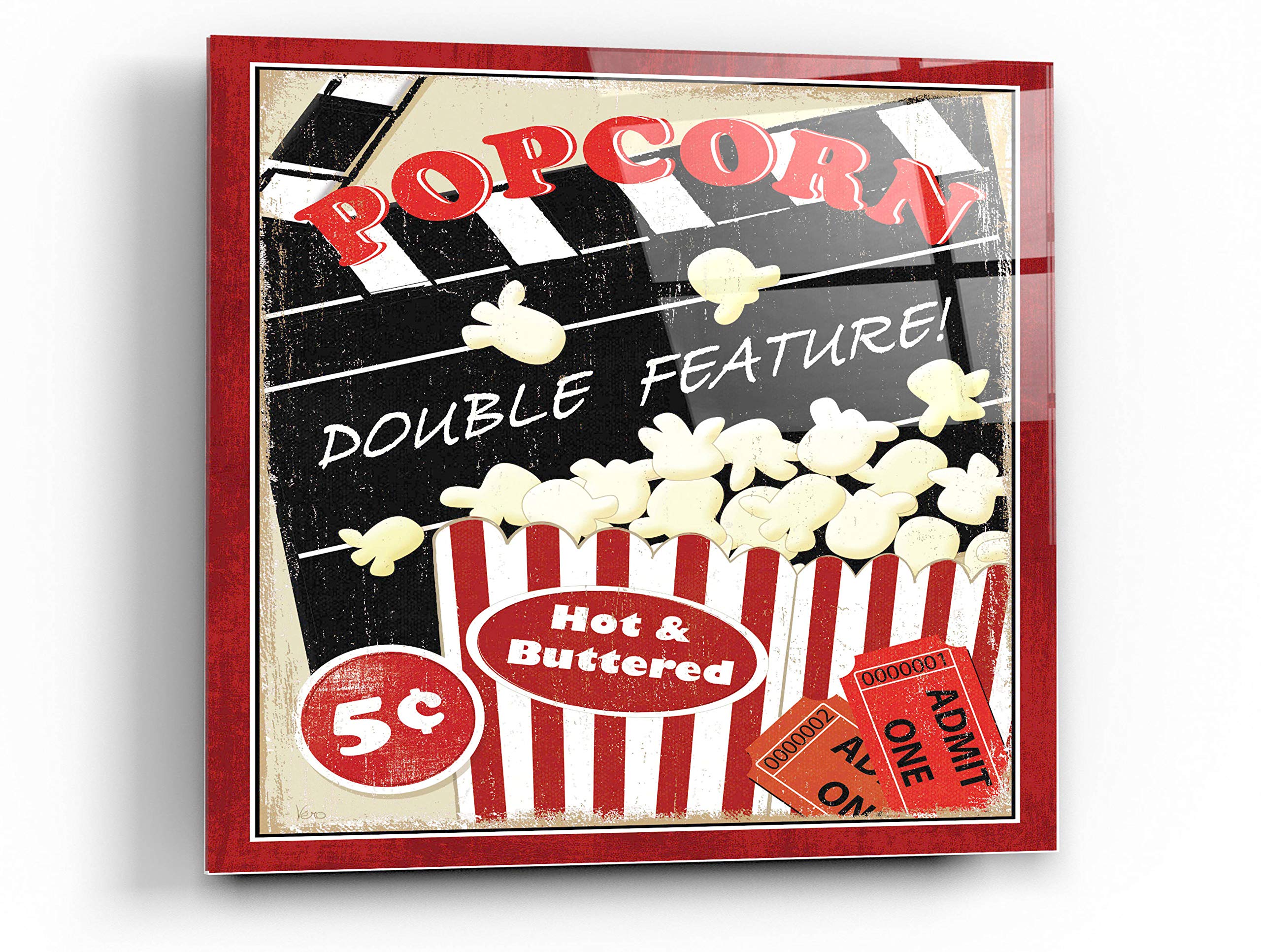Epic Art 'At the Movies I' by Veronique Charron - 24x24 Inch Acrylic Glass Wall Decor - Modern Abstract Painting for Living Room, Bedroom & Office - Perfect Gift for Movie Lovers & Art Collectors