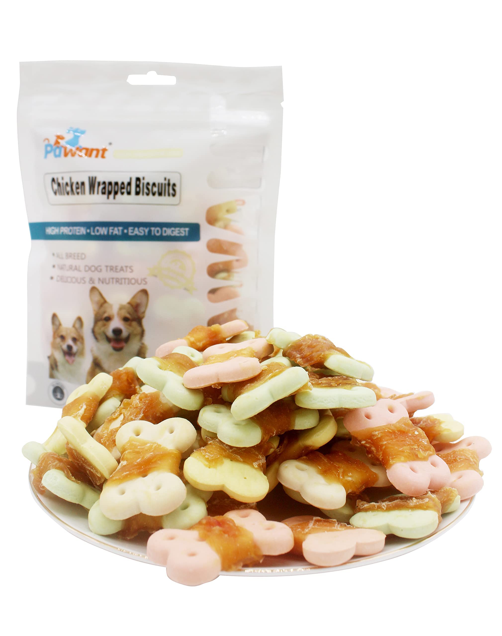 Healthy Chicken Wrapped Dog Treats Biscuits for Small Dogs - No Rawhide, Grain Free, 1 lb (454g) - Perfect for Training, Rewards & Dental Care