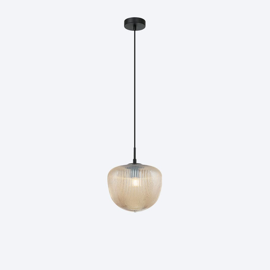 HUDSON S RIBBED GLASS PENDANT Light Fixture - Vintage Industrial Style Ceiling Light for Dining Room, Kitchen, Bar, or Bedroom