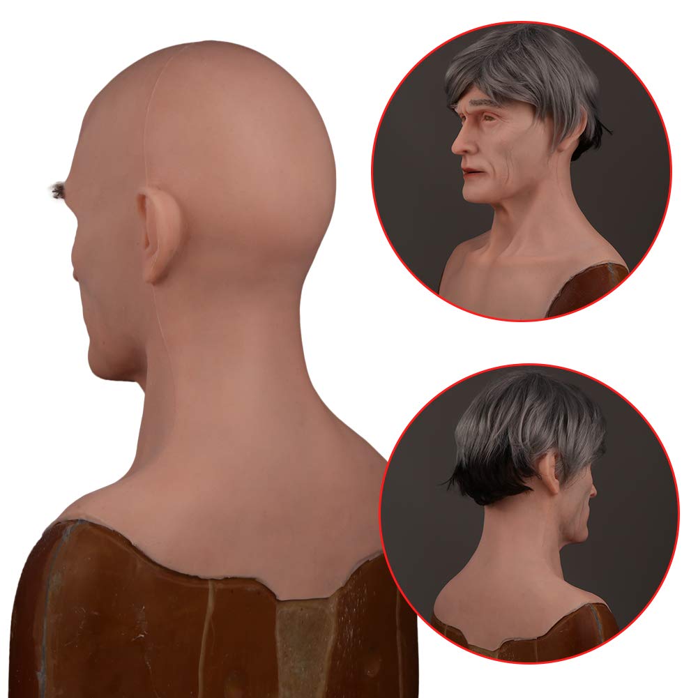 Realistic Old Man Silicone Mask for Halloween Cosplay & Costume Parties - Handmade Latex Prosthetic for Theatrical Makeup & Scary Costume Accessories
