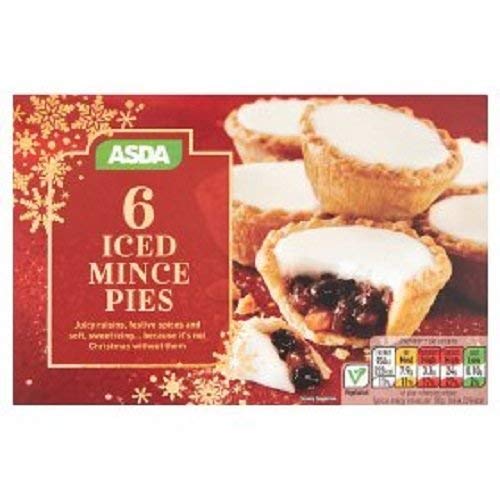 ASDA Iced Mince Pies - 6 Pack (Pack of 3) | Traditional British Christmas Dessert | Perfect for Holiday Parties & Gift Giving
