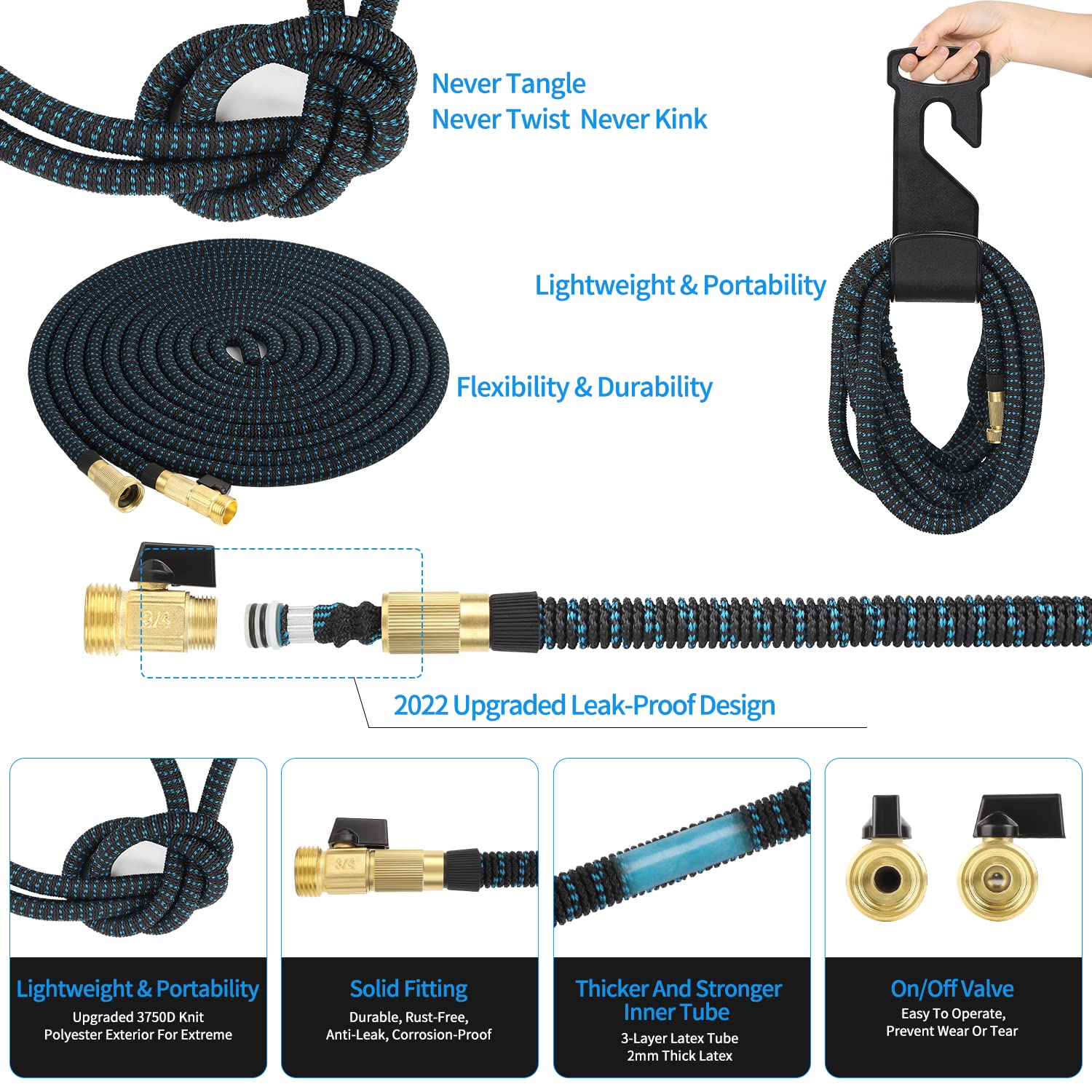 100 ft Expandable Garden Hose with 10-Function Spray Nozzle - 2024 Upgraded Flexible Water Hose for Yard, Car Wash & Outdoor Use - Lightweight Leakproof Expanding Pipe with Solid Brass Connectors - Perfect for Gardening, Lawn Care, and Outdoor Cleaning