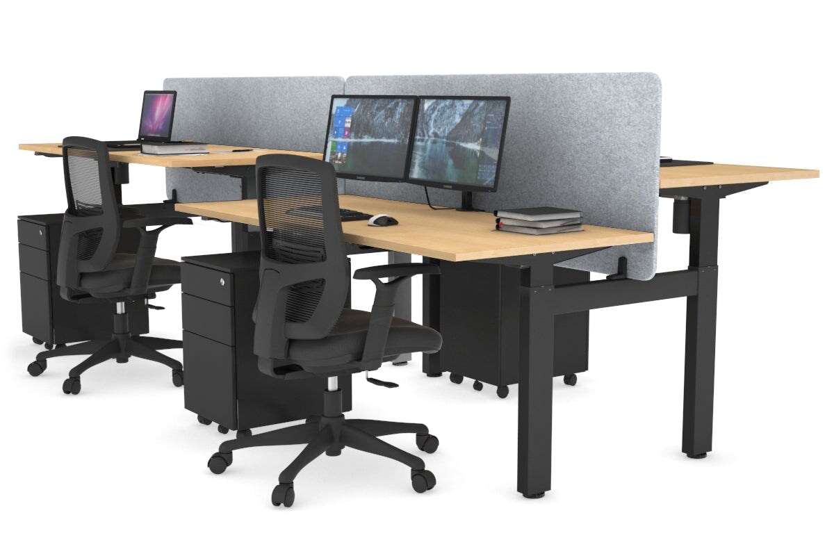 Adjustable 4-Person H Bench Workstation with Black Frame - 1600L x 700W - Perfect for Office, Workshop, or Collaborative Workspaces