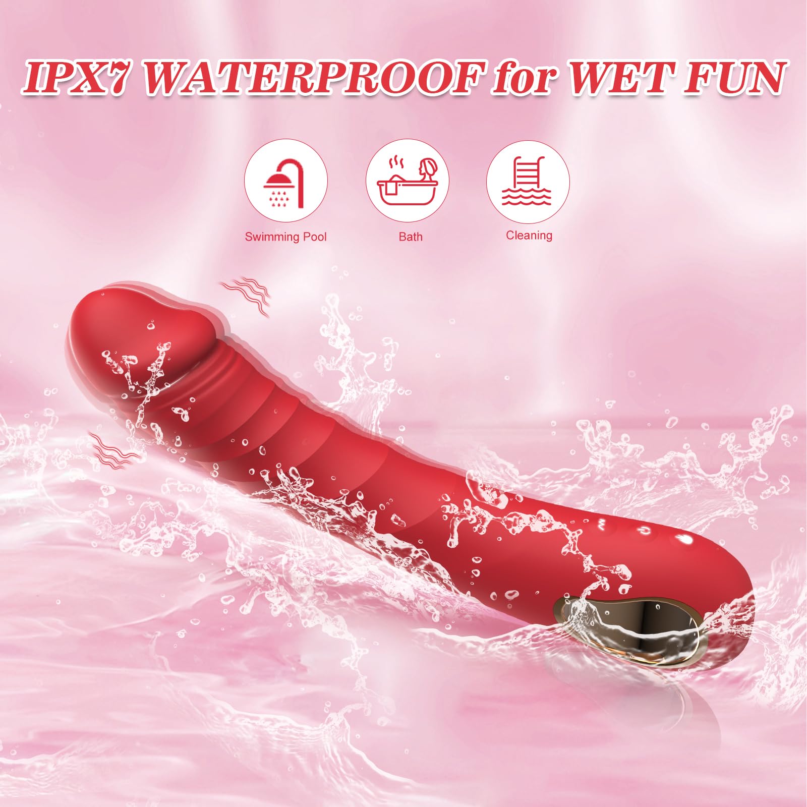 Heated G-Spot Vibrator for Women - 10 Vibration Modes Realistic Dildo with Nipple & Anal Stimulation - Couples Sex Toy for Bedroom & Travel (Red)