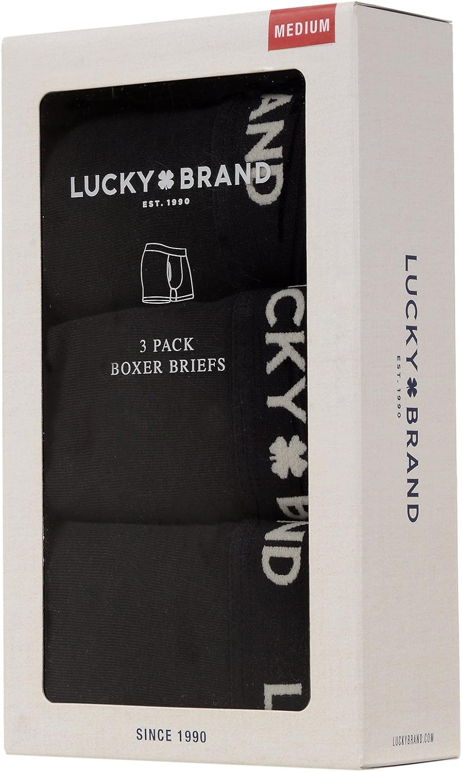 Lucky Brand Men's Boxer Briefs 3-Pack - Classic Cotton Underwear with Functional Fly for Everyday Comfort (S-XXL) | Perfect for Work, Gym & Lounge Wear