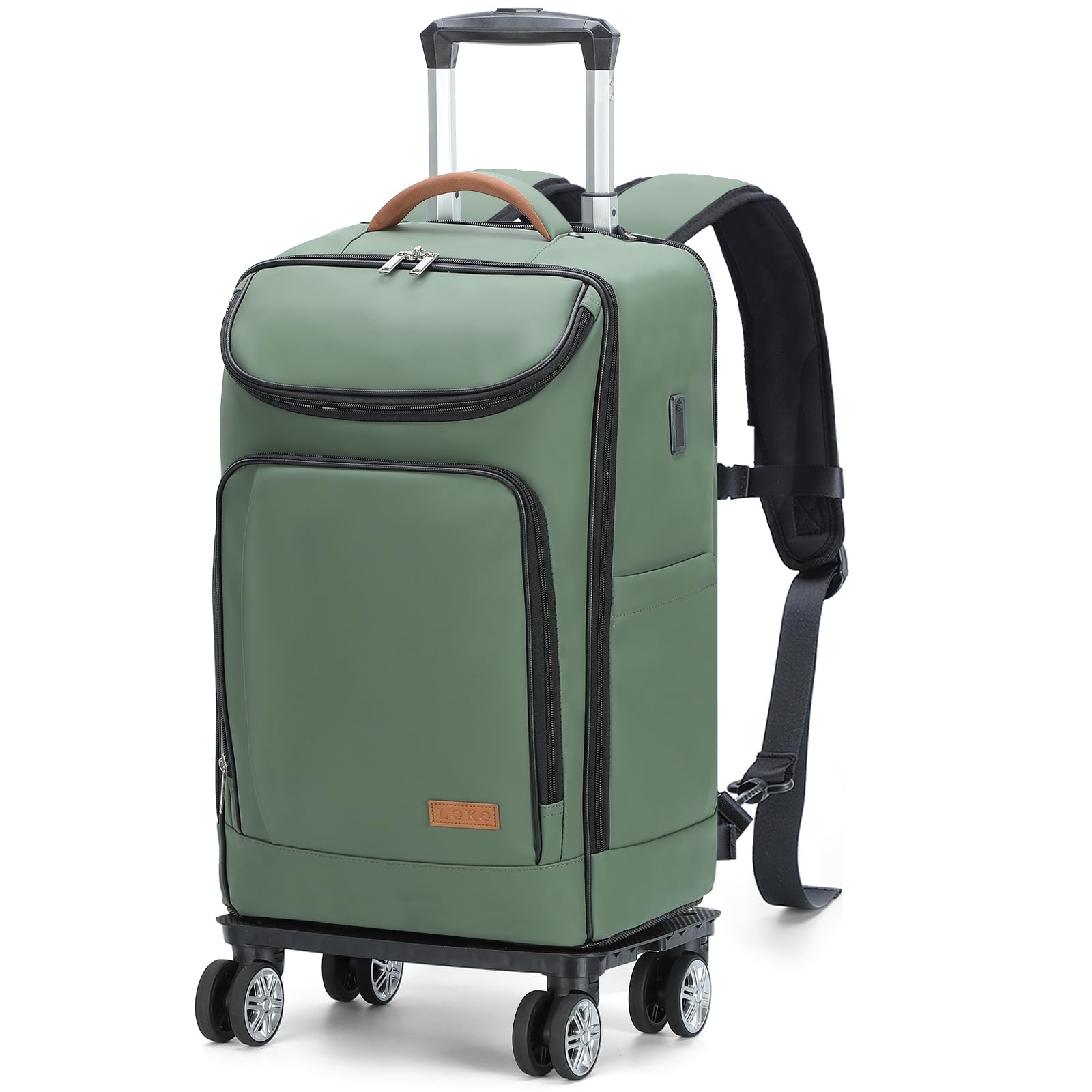**18 Inch Waterproof Rolling Backpack with 360° Wheels – Airline Approved Convertible Travel Backpack for 15.6