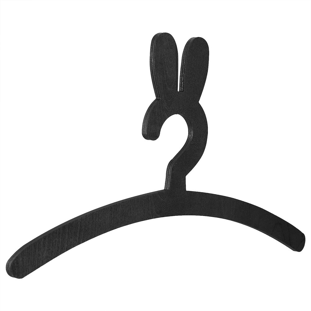 Qiter Wooden Rabbit Clothes Hangers for Baby & Kids - 10 Pack Black Coat Hangers for Nursery, Closet Organization & Home Storage - Durable Children's Clothing Hangers for Shirts, Dresses & Jackets