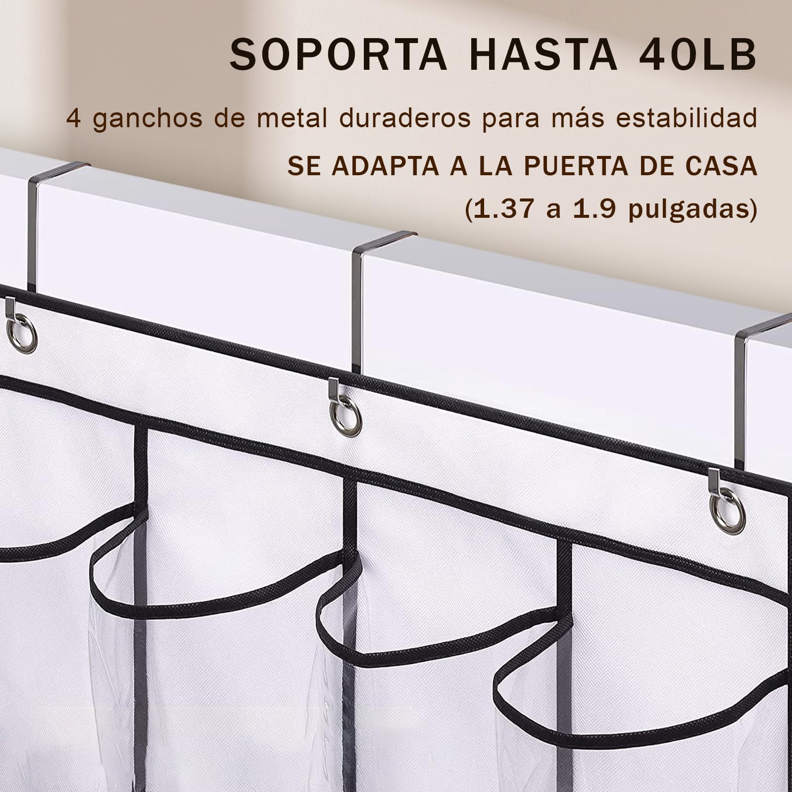 Over the Door Shoe Organizer with 4 Heavy-Duty Hooks - 35 Pocket Mesh Hanging Shoe Rack for Men, Women & Kids - Perfect for Closets, Dorms, Cruises & Small Spaces (Sneakers, Slippers, Sandals Storage Solution)