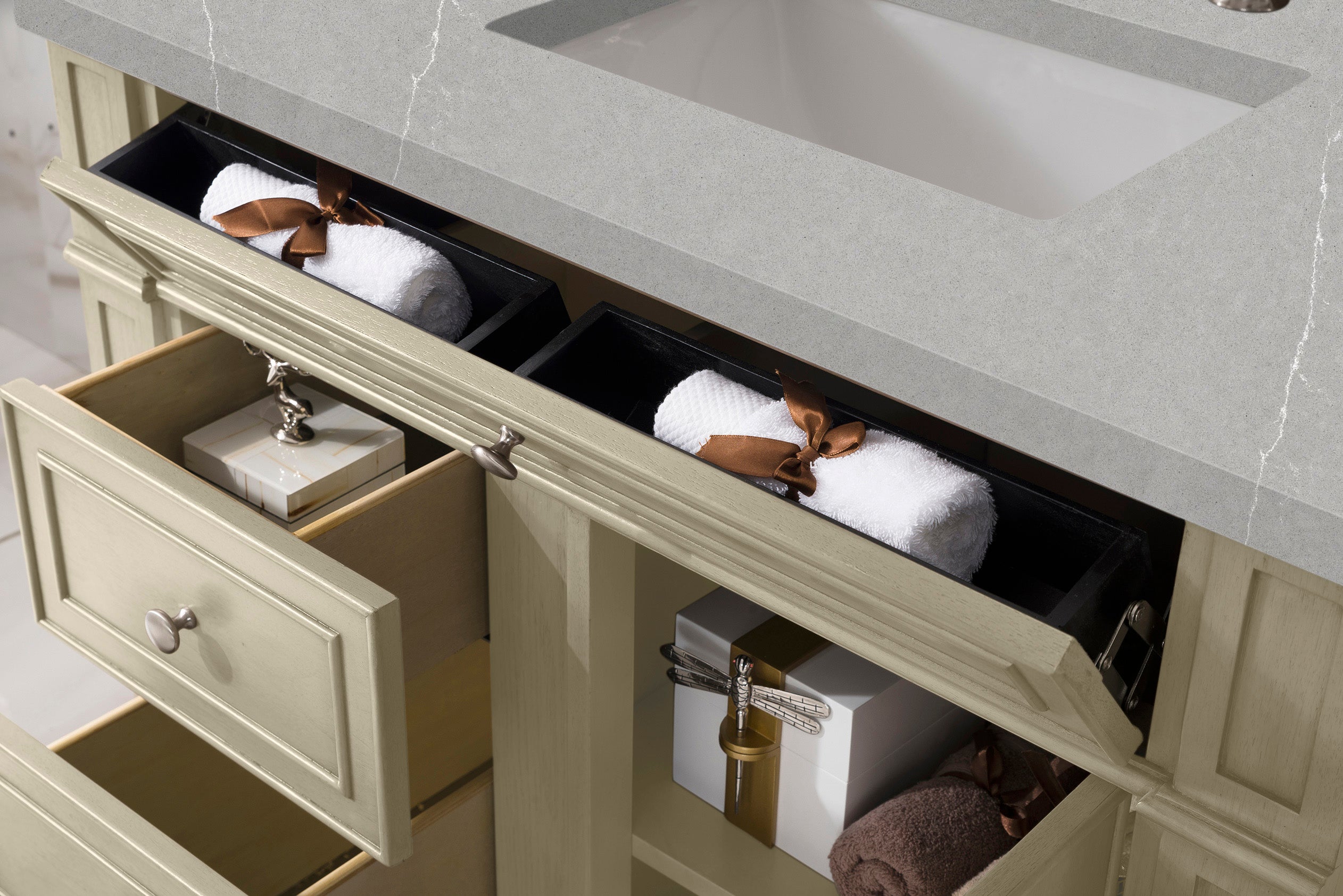 Bristol 36 Inch Single Bathroom Vanity Set with 3CM Eternal Serena Quartz Countertop in Vintage Vanilla - Perfect for Modern Farmhouse, Coastal, or Traditional Bathroom Decor