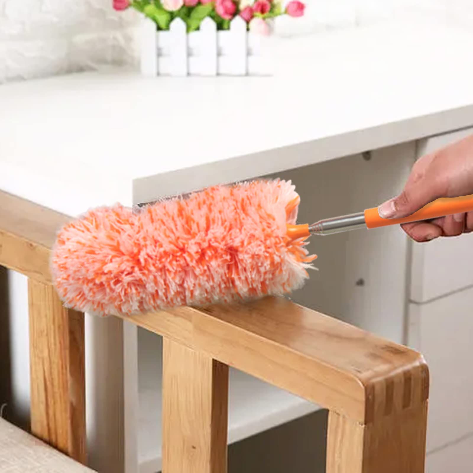 4-Pack Washable Microfiber Duster Set - Extendable Dusting Brush for Home, Office, Car, Computer & AC Cleaning | Reusable Cleaning Tool for Furniture, Electronics & Hard-to-Reach Areas