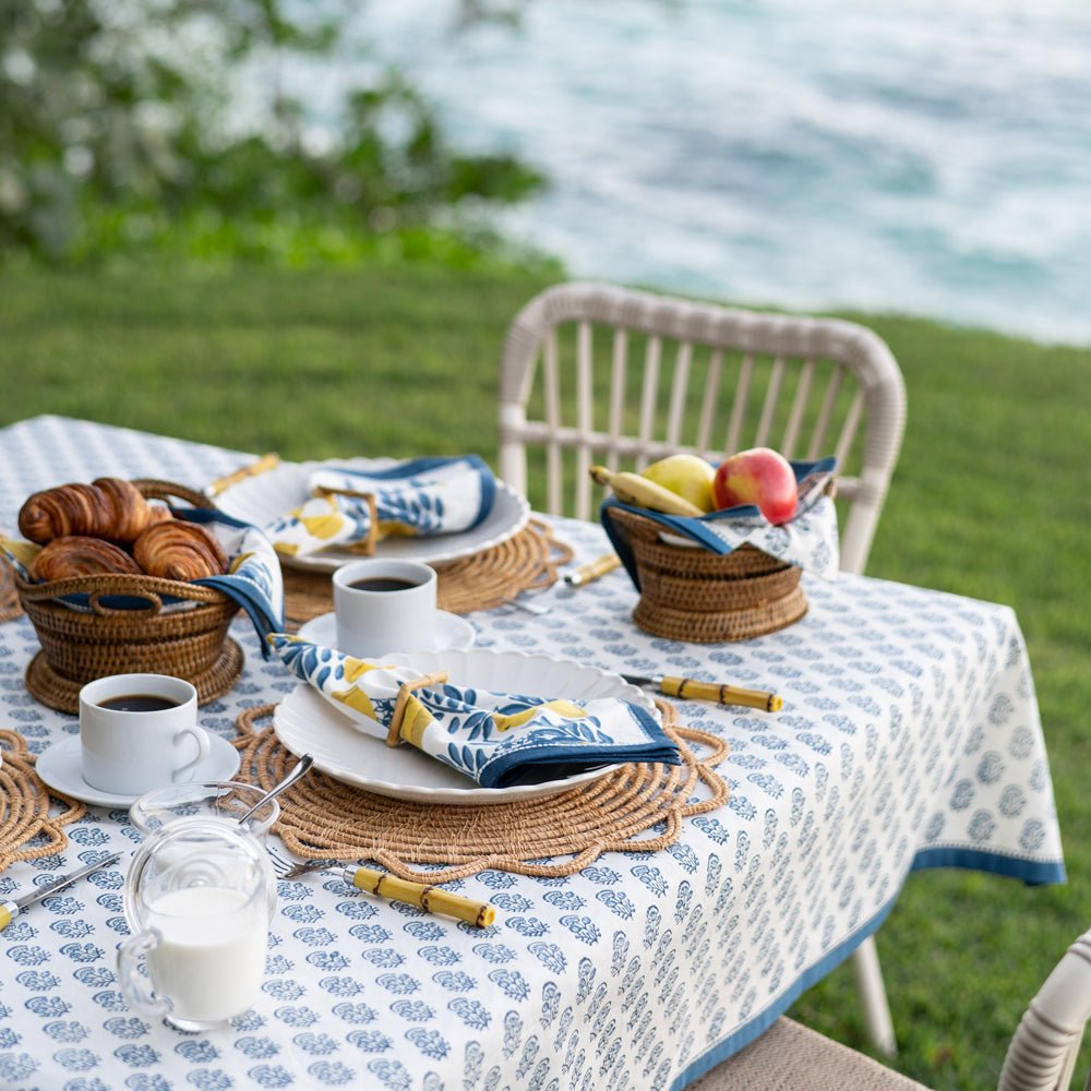 Premium Anika Blue Tablecloth - Waterproof & Wrinkle-Free Polyester Fabric for Dining, Parties, and Outdoor Events - 60x84 Inches